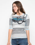 LGS Seven-Eighth Sleeve T-shirt Stripes Print