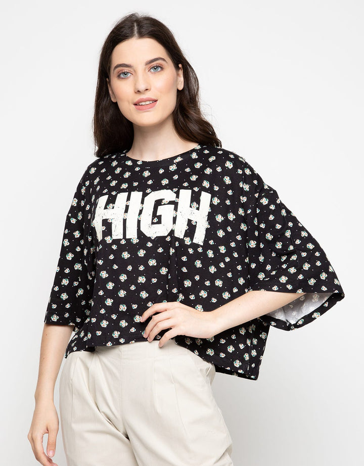Logo Jeans High Down Crop
