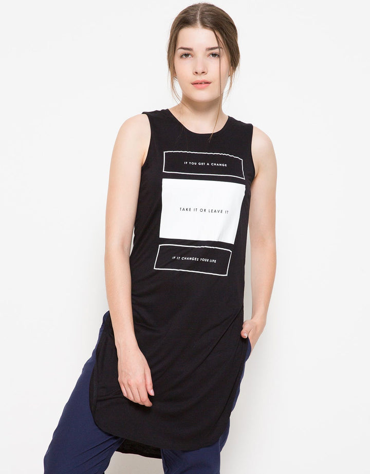 Logo Jeans Take It Or Leave It Sleeveless Long Tee