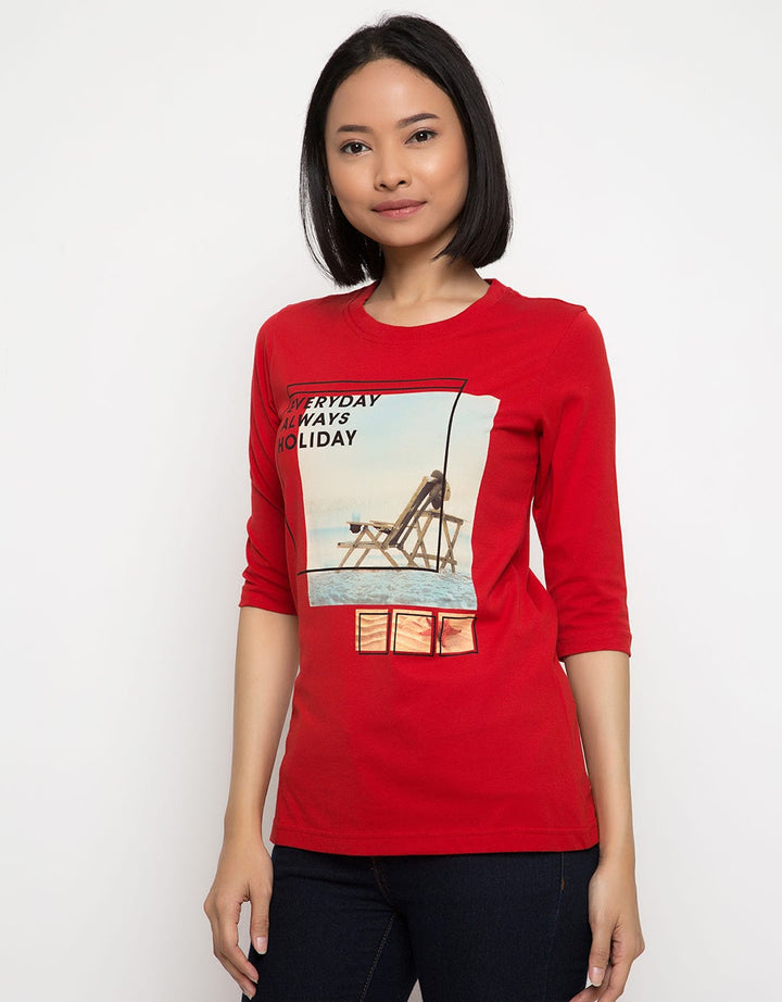 LGS Women Ladies Short Sleeve Print T-shirt