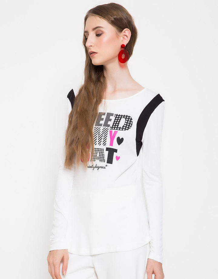 Ninety Degrees Black and White Tee Wanita