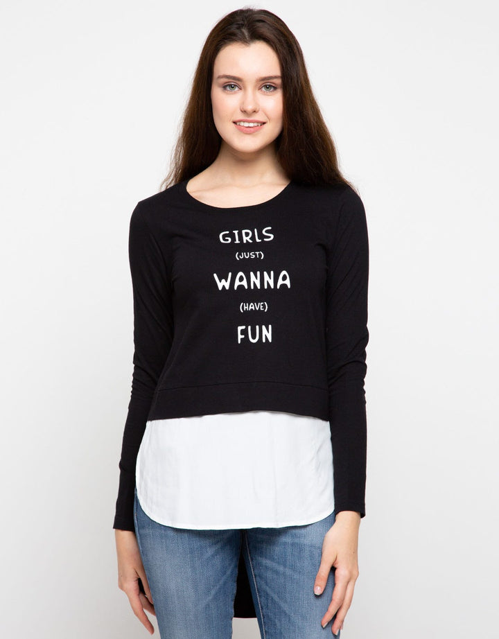 Ninety Degrees Black Pansy Tee