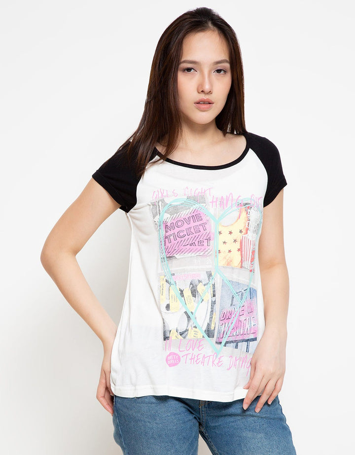 NINETY DEGREES Tshirt Detail Print Movie Ticket