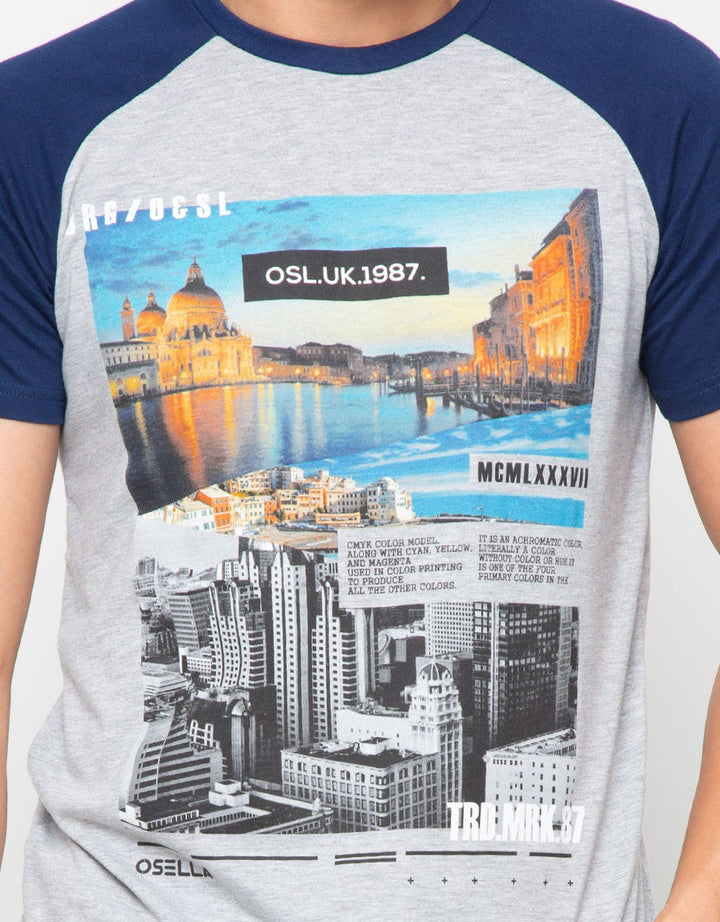 Osella Tshirt  Lengan Pendek Print City UK Pria