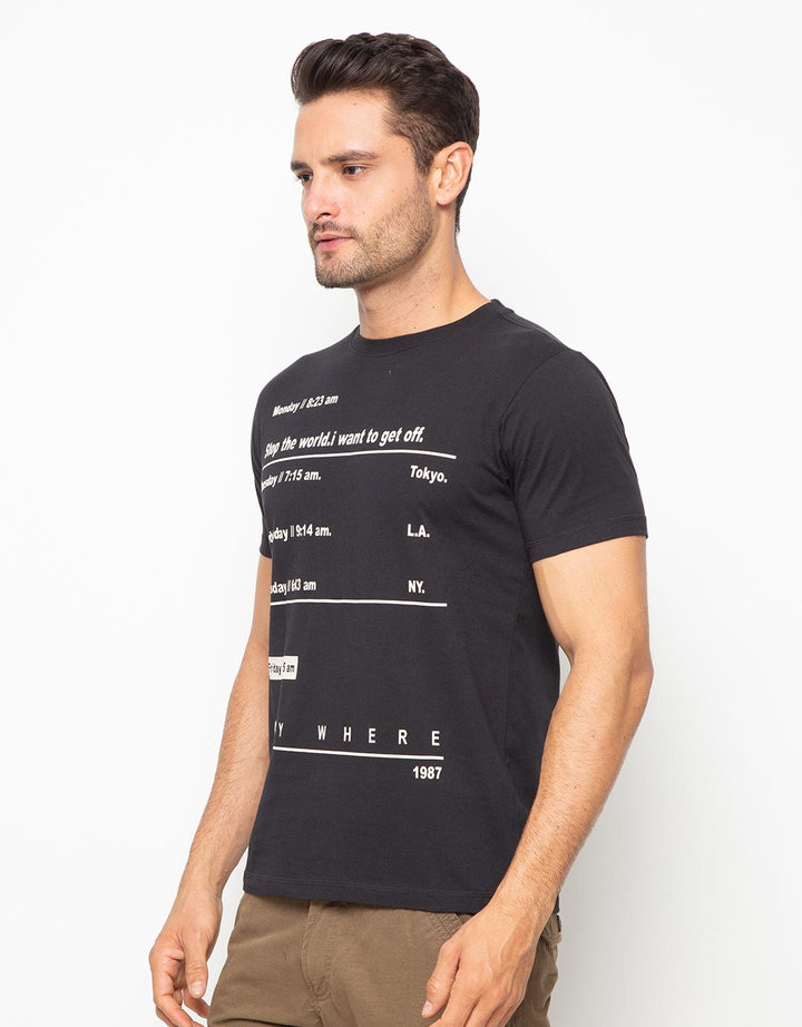 Osella Tshirt  Lengan Pendek Print Stop The World Pria