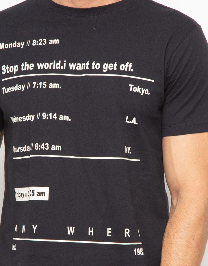 Osella Tshirt  Lengan Pendek Print Stop The World Pria