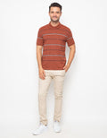 Walrus Kaos Polo Pria Motif Garis (Salur) Merah Walrus T12091M