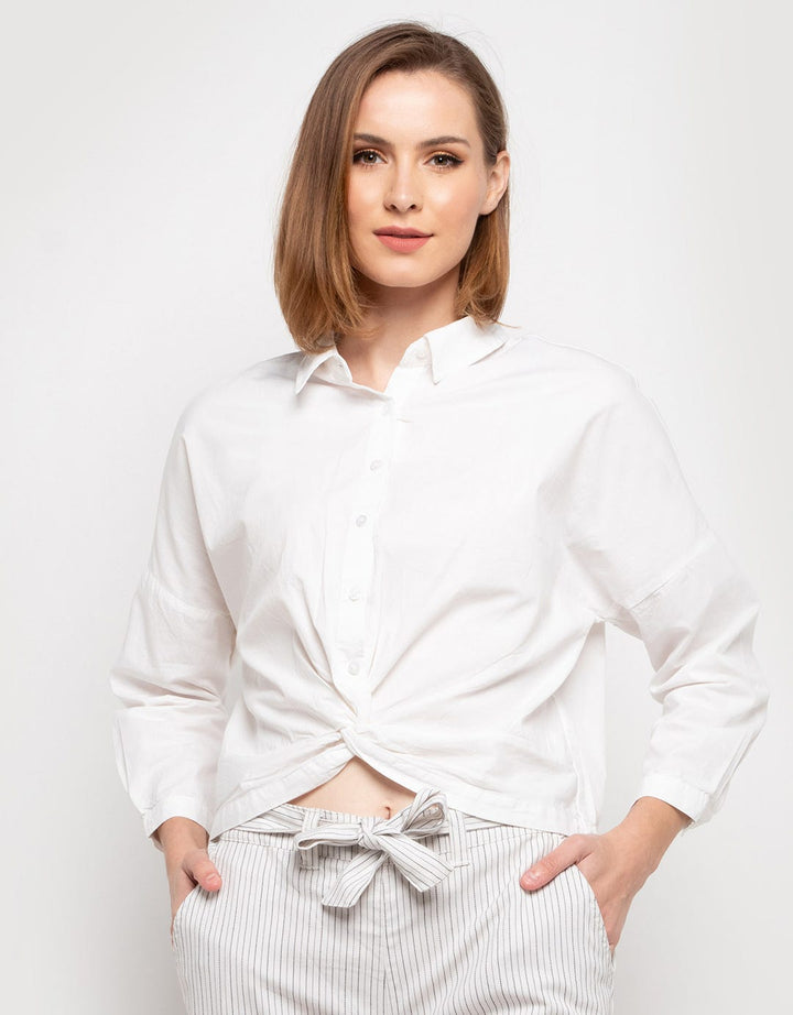KHAKI TOP WVN LS TWI
