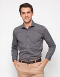 Edition Men Charcoal Long Sleeve Woven Shirt