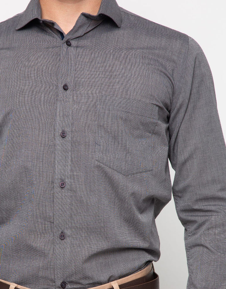 Edition Men Charcoal Long Sleeve Woven Shirt