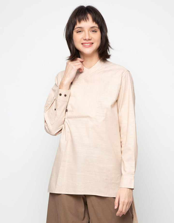 Edition Men Sand Long Sleeve Khalif Bib Detail Father Woven Tunic Koko Sand