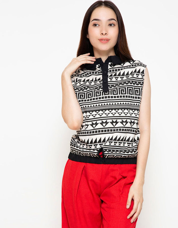 Logo Jeans Etnic Geometrik Sleeveless Shirt