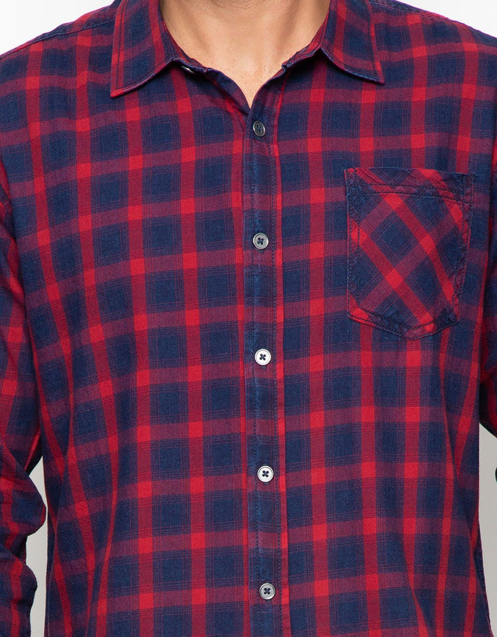 Nevada Kemeja Lengan Panjang Check Enzym Wash