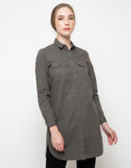 Ninety Degrees Army Plain Button Shirt