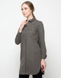 Ninety Degrees Army Plain Button Shirt