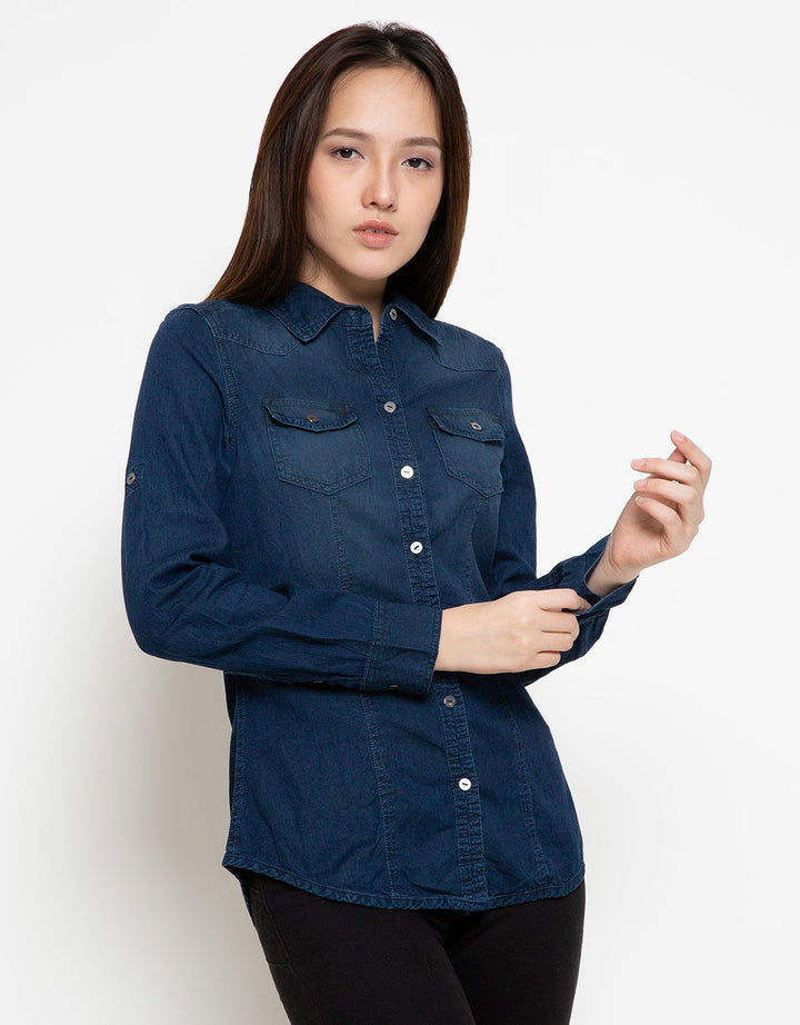 NINETY DEGREES Long Sleeve Jeans Shirt