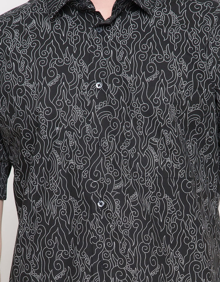 Alisan Kemeja Lengan Pendek Slim Fit Print