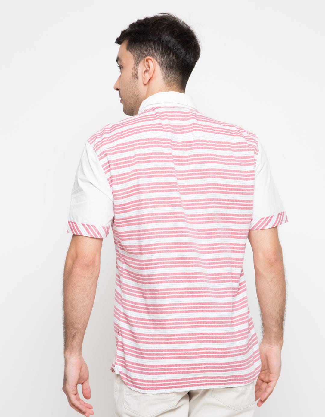 Cardinal Jeans Short Sleeve Shirt Stripes Pocket
