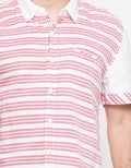 Cardinal Jeans Short Sleeve Shirt Stripes Pocket