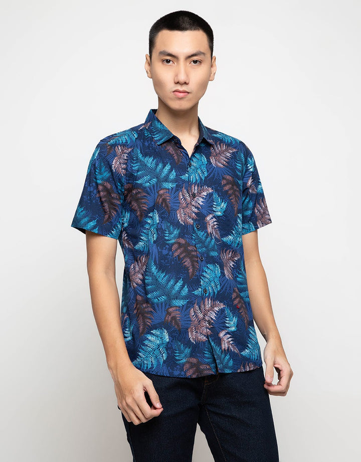Cloth Id Casual Shirt Leaf Printing Short Sleeve 2B0006AW