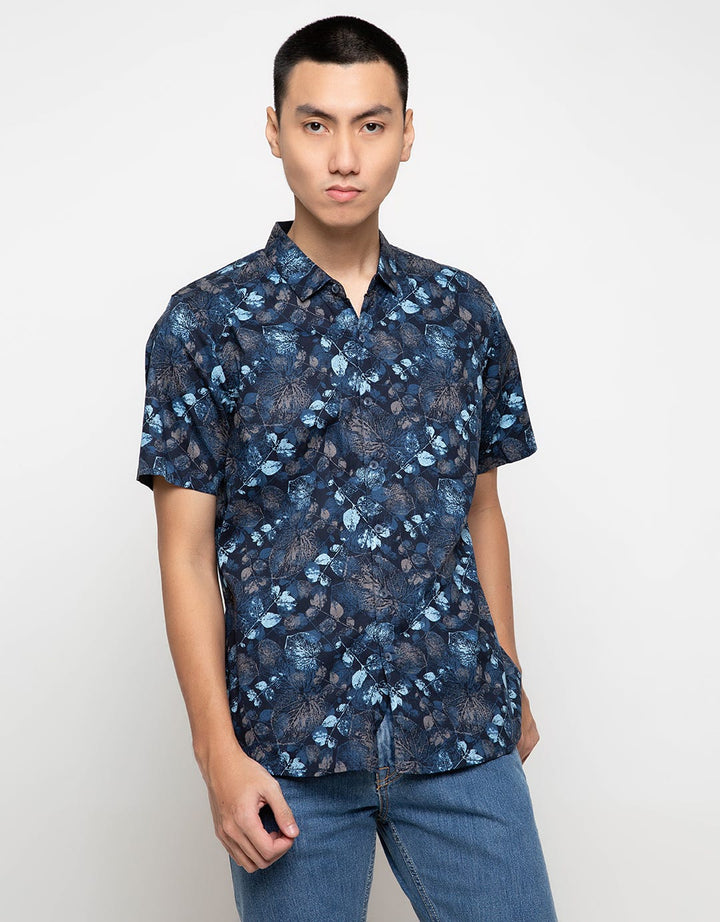 Cloth Id Casual Shirt Leaf Printing Short Sleeve 2B0007AW