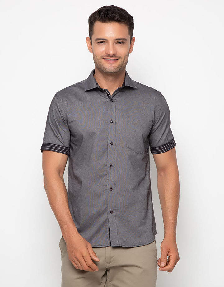 Edition Men Short Sleeve Alex Contras Stripe Woven Shirt