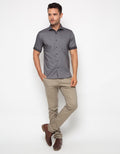 Edition Men Short Sleeve Alex Contras Stripe Woven Shirt