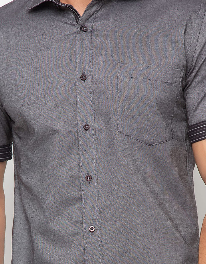Edition Men Short Sleeve Alex Contras Stripe Woven Shirt
