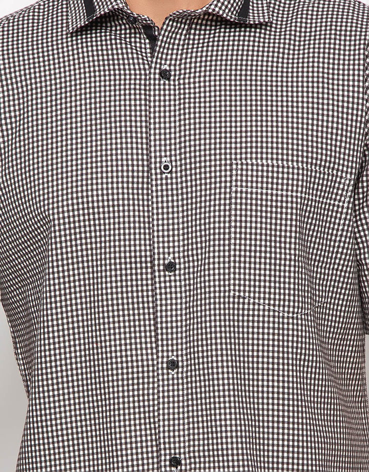 Edition Mens Collar Detailed Gingham Shirt