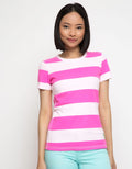 LGS Women Ladies Striped T-Shirt Short Sleeve