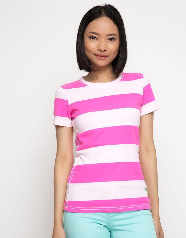 LGS Women Ladies Striped T-Shirt Short Sleeve