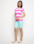 LGS Women Ladies Striped T-Shirt Short Sleeve