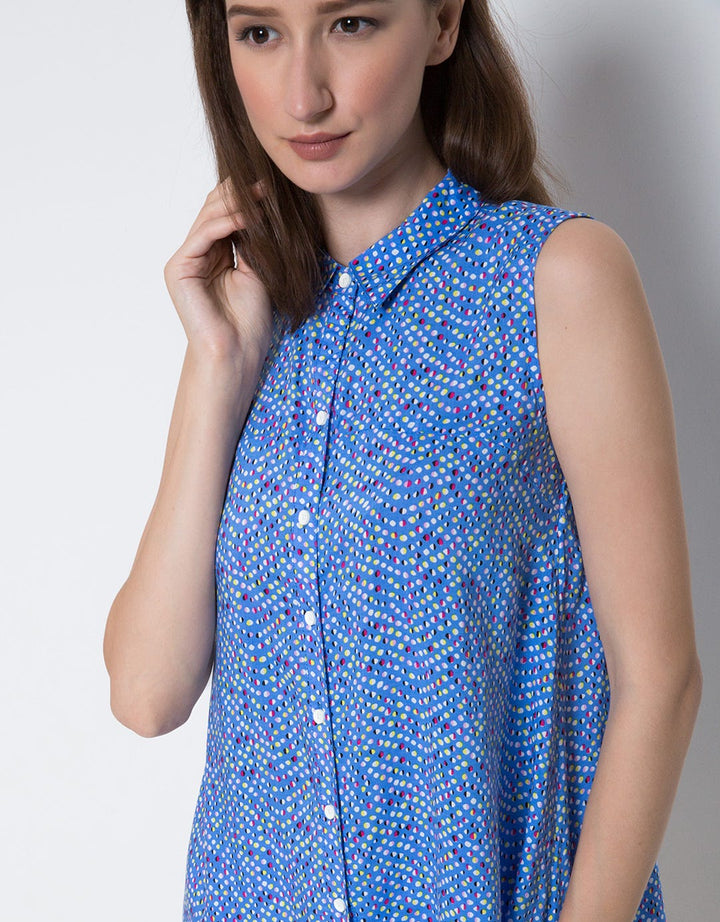 Ninety Degrees Coral Printed Kemeja Wanita
