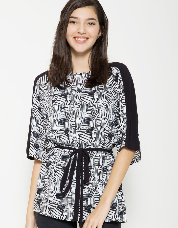 Bodytalk Black Stripe With Belt Blouse
