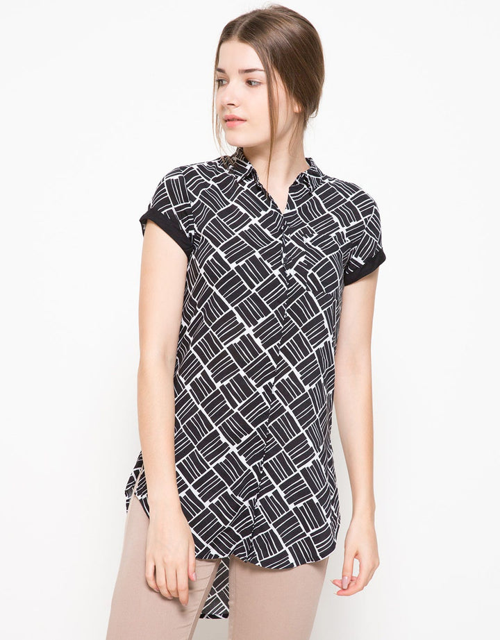 Logo Jeans Pattern Short Sleeve Shirt