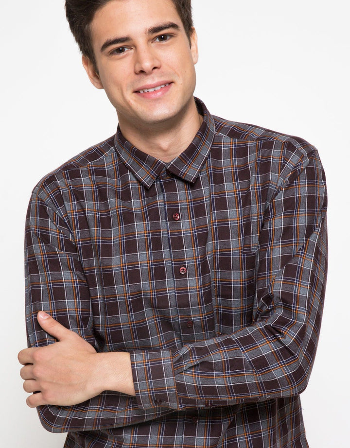 Gianni Visentin Gingham Brown LS Shirt