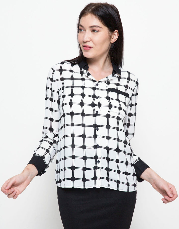 Logo Jeans Kemeja Wanita Grade Plaid