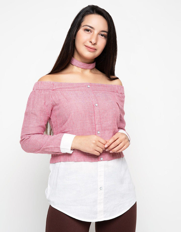 Logo Jeans Kemeja Sabrina Two Tone
