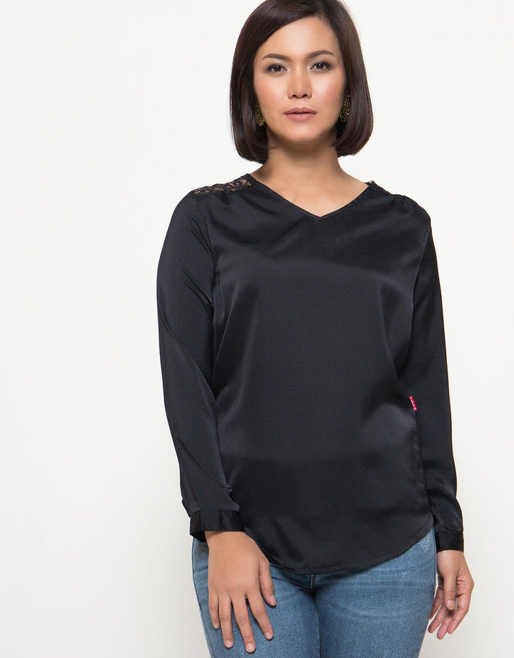 Label 9 Blouse Wanita Saten And Lace