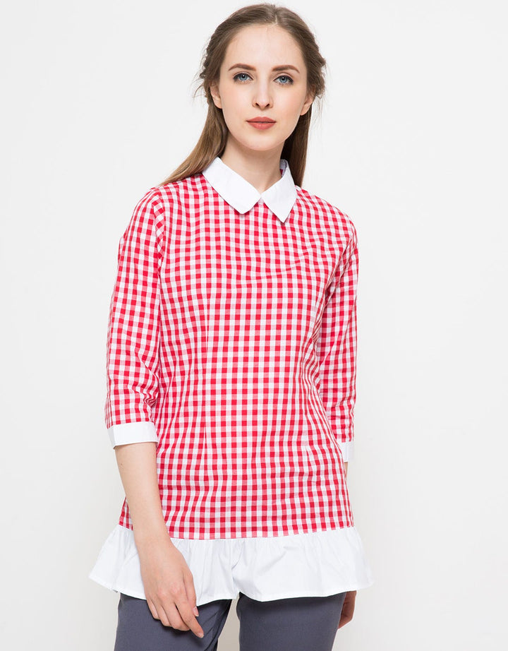 Label 9 Red Gingham Woman Blouse