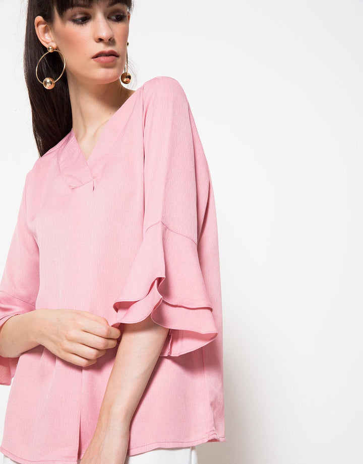 Label 9 Blus Wanita Lengan Flare