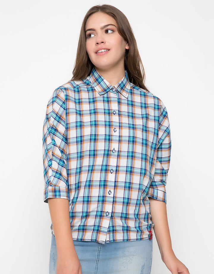 LGS Plaid Print Three Quarter Sleeve Shirt