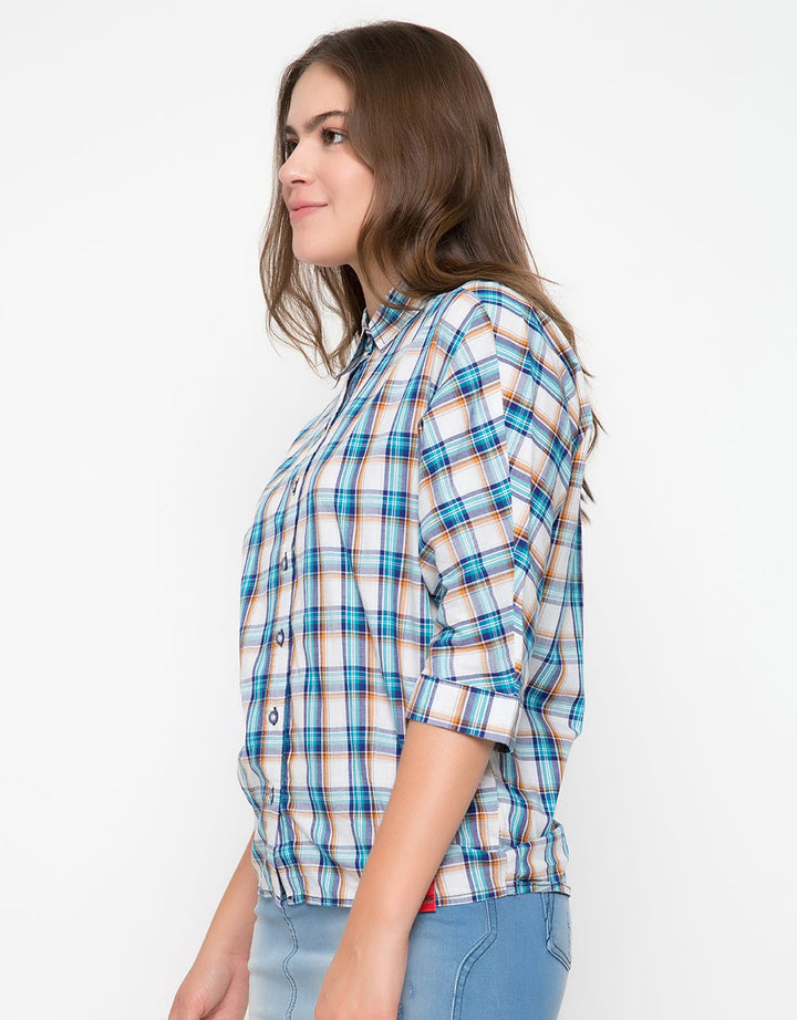 LGS Plaid Print Three Quarter Sleeve Shirt