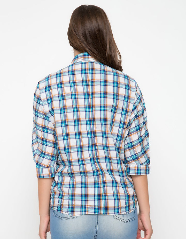 LGS Plaid Print Three Quarter Sleeve Shirt