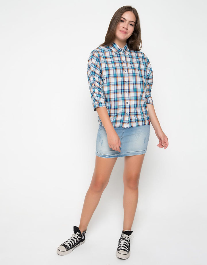 LGS Plaid Print Three Quarter Sleeve Shirt