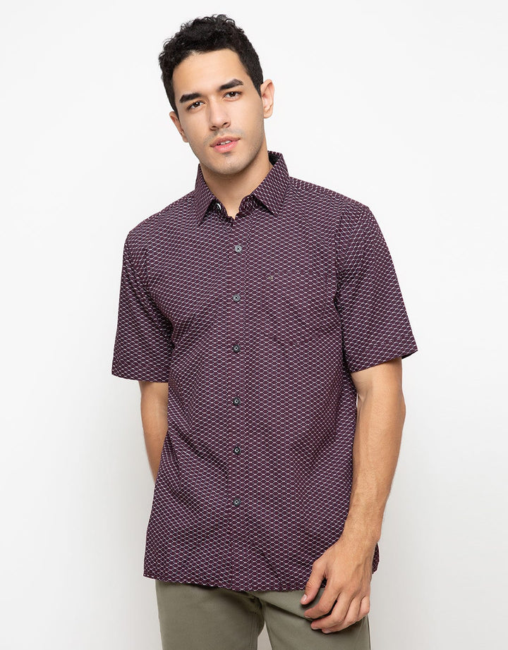 Lgs Man Circle Motif Shirt - Dark Maroon