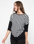 LGS Diamonds Print Short Sleeve Sweater