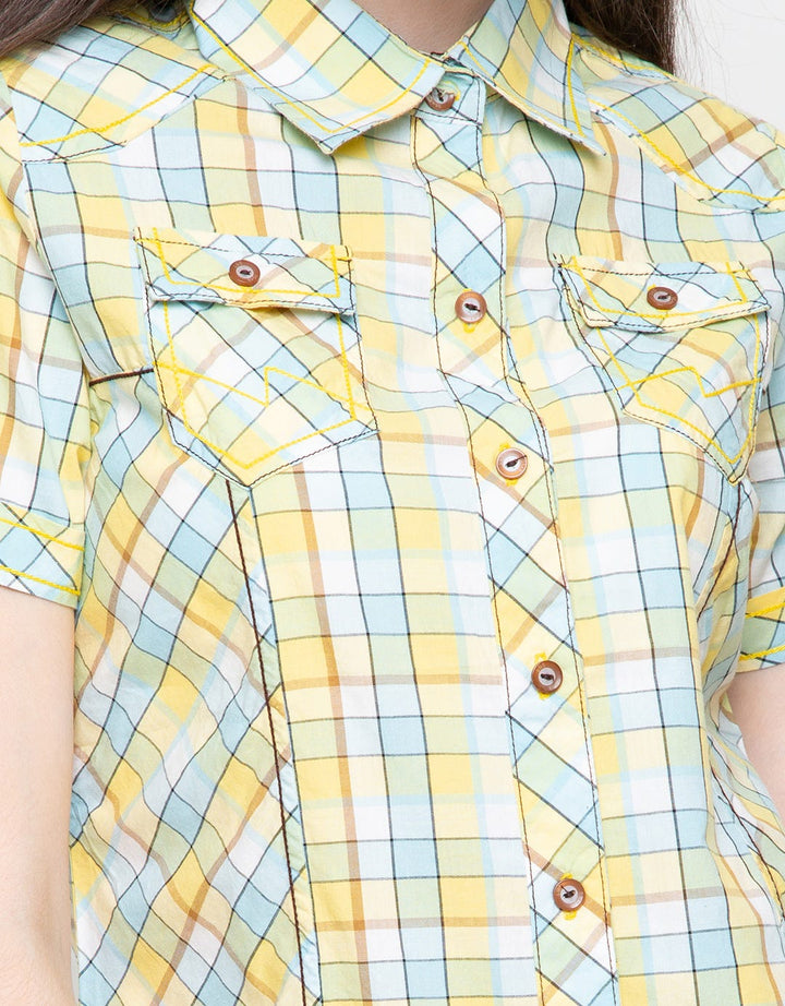 LGS Women Short Plaid Shirt