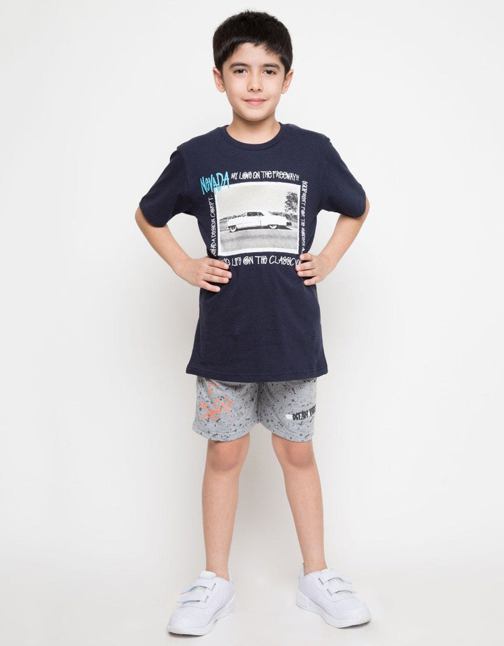 Little M Crop Knit Terry Splash