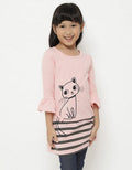 Little M Cat Striped Midi Dress for Girls